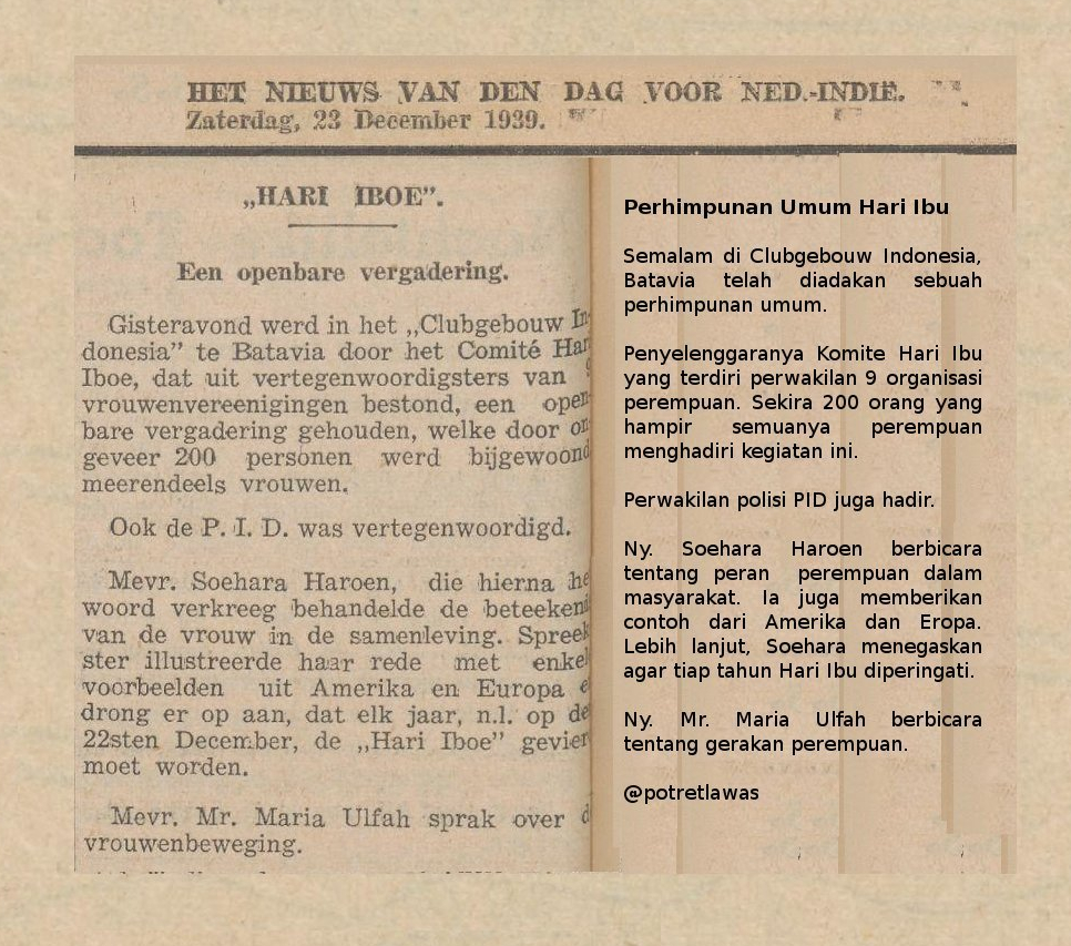 Hari Ibu, 1939 (Source: @Potretlawas)