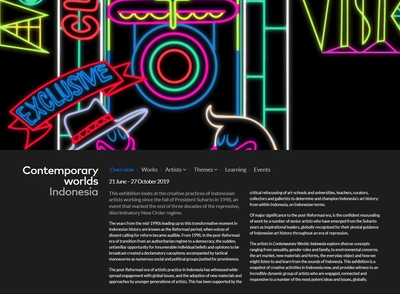 Contemporary Worlds Indonesian NGA Exhibition Neon
